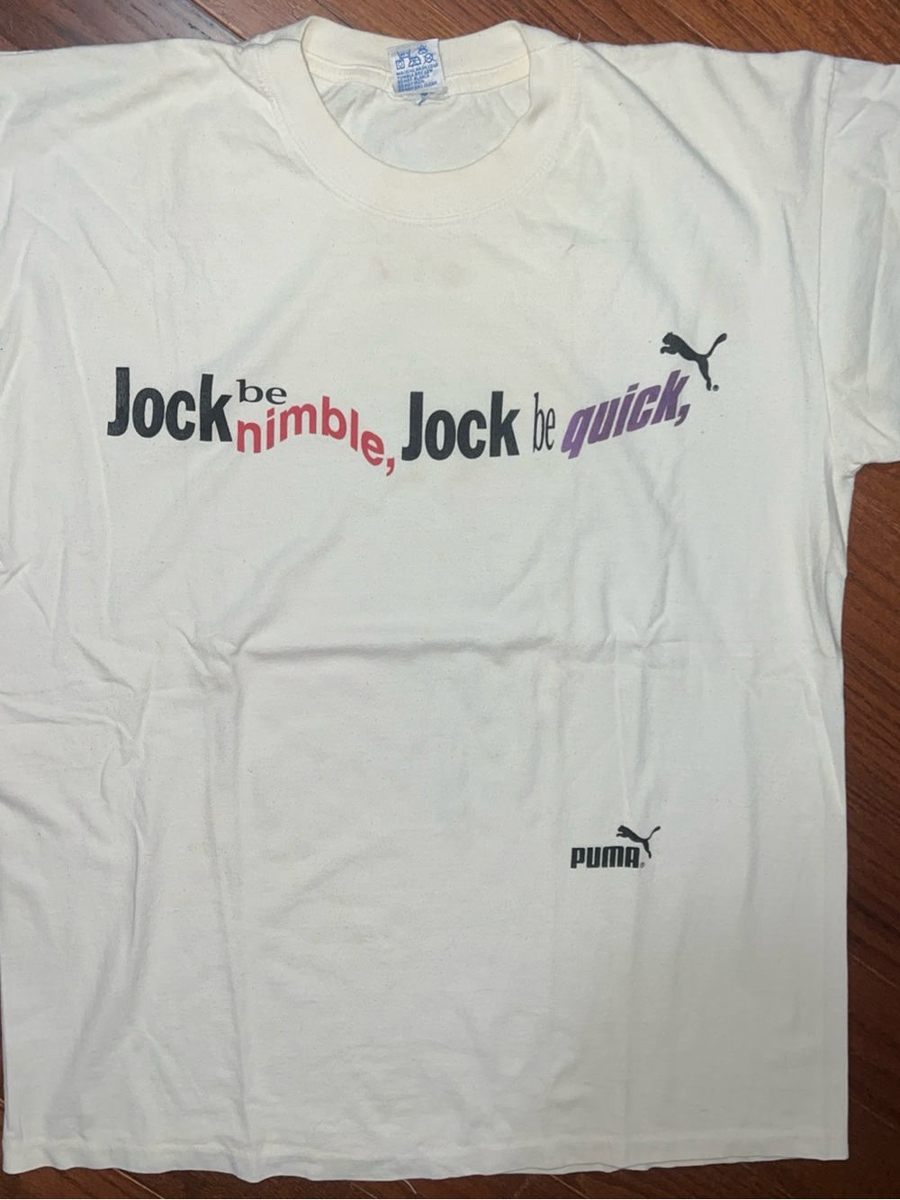 Puma White T-shirt Tag with Blue Logo Size XL